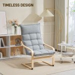 Modern Armchair, Upholstered Accent Chair with Curved Leg and Arm, Leisure Lounge Chair for Living Room, Light Grey