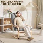 Modern Armchair, Upholstered Accent Chair with Curved Leg and Arm, Leisure Lounge Chair for Living Room, Light Grey