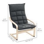 Modern Armchair, Upholstered Accent Chair with Curved Leg and Arm, Leisure Lounge Chair for Living Room, Dark Grey
