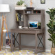 Computer Desk with Hutch, Home Office Table with Storage Shelves and Open Compartments for Writing, Work, Brown