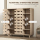 Shoe Cabinet, 21 Pair Shoe Storage Cabinet Organizer with 5-tier Double Door Cabinet and 5-tier Open Shelves, Beige