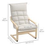 Modern Armchair, Upholstered Accent Chair with Curved Leg and Arm, Leisure Lounge Chair for Living Room, Cream White