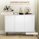 Sideboard Buffet Cabinet with 3 Doors, Modern Storage Cabinet with Adjustable Shelves & Center Leg, White