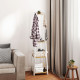 Clothes Rack with Storage, Garment Rack with 8 Hooks and 3-Tier Shelf, Clothes Stand for Bedroom, Entryway, Oak