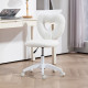 Armless Computer Desk Chair, Office Task Chair, Teddy Fleece Heart Makeup Vanity Chair with Swivel Wheels, White