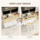 Kitchen Island on Wheels with Wood Drop Leaf, Charging Station, Rolling Kitchen Cart with Adjustable Shelf, White