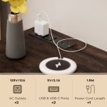 Set of 2 Side Tables, Night Stands with Charging Outlets, White
