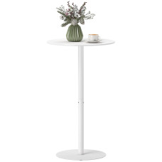 Round Bar Table for 2, Modern Pub Table with Steel Frame, Easy Assembly for Small Space Home Bar Cocktail Bistro, White