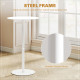 Round Bar Table for 2, Modern Pub Table with Steel Frame, Easy Assembly for Small Space Home Bar Cocktail Bistro, White