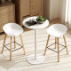 Round Bar Table for 2, Modern Pub Table with Steel Frame, Easy Assembly for Small Space Home Bar Cocktail Bistro, White
