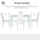 5-Piece Rectangular Glass Kitchen Table and Chairs with Metal Frame and Faux Leather Upholstery for Dining Room, White