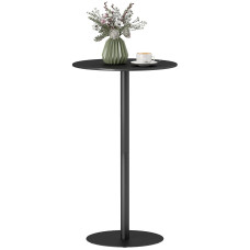 Round Bar Table for 2, Modern Pub Table with Steel Frame, Easy Assembly for Small Space Home Bar Cocktail Bistro, Black