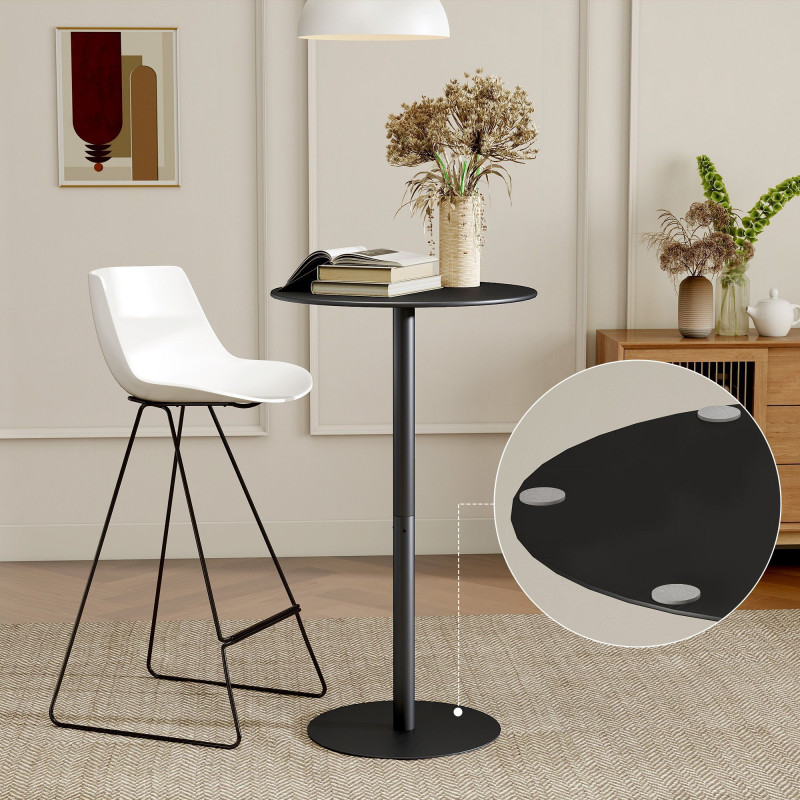 Round Bar Table for 2, Modern Pub Table with Steel Frame, Easy Assembly for Small Space Home Bar Cocktail Bistro, Black