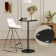 Round Bar Table for 2, Modern Pub Table with Steel Frame, Easy Assembly for Small Space Home Bar Cocktail Bistro, Black