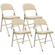 4 Pack Folding Chairs with Padded Seats, Velvet Portable Party Chairs with Steel Frame, Beige