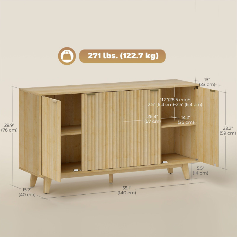 Fluted Sideboard Buffet Cabinet, 55