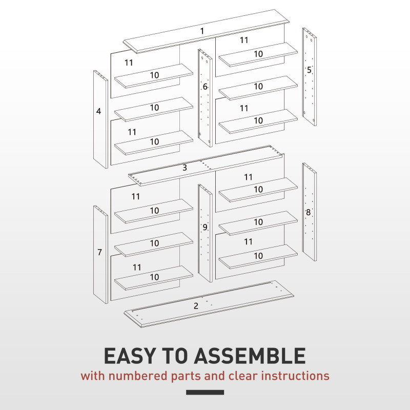 8-Tier DVD Shelf with 12 Adjustable Shelves, Double CD Shelf, Holds 720 CDs, 396 DVDs or 396 Blu-rays, Black