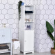 Tall Bathroom Storage Cabinet, Freestanding Tower Cabinet with Adjustable Shelf, 3 Open Shelves, White