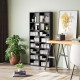 9-Tier DVD Shelf with 18 Compartments and 14 Adjustable Shelves, Holds 640 CDs, 360 DVDs or 430 Blu-rays, Black