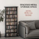 8-Tier DVD Shelf with 6 Adjustable Shelves, Slim CD Shelf, Holds 360 CDs, 185 DVDs or 185 Blu-rays, Black