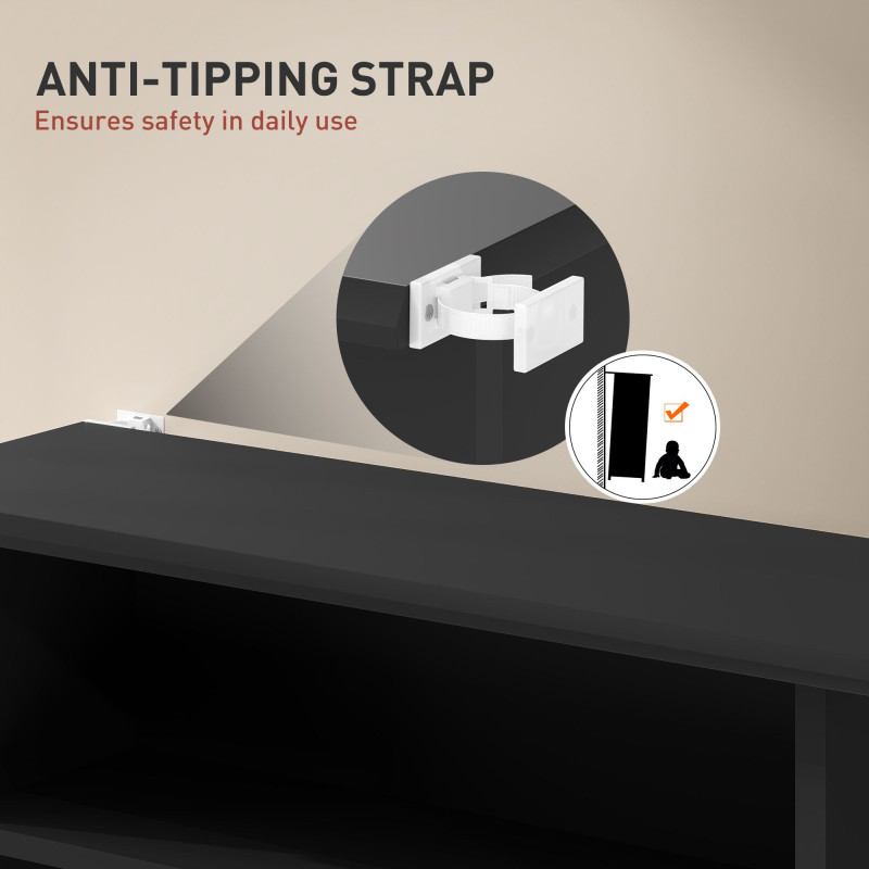 8-Tier DVD Shelf with 6 Adjustable Shelves, Slim CD Shelf, Holds 360 CDs, 185 DVDs or 185 Blu-rays, Black