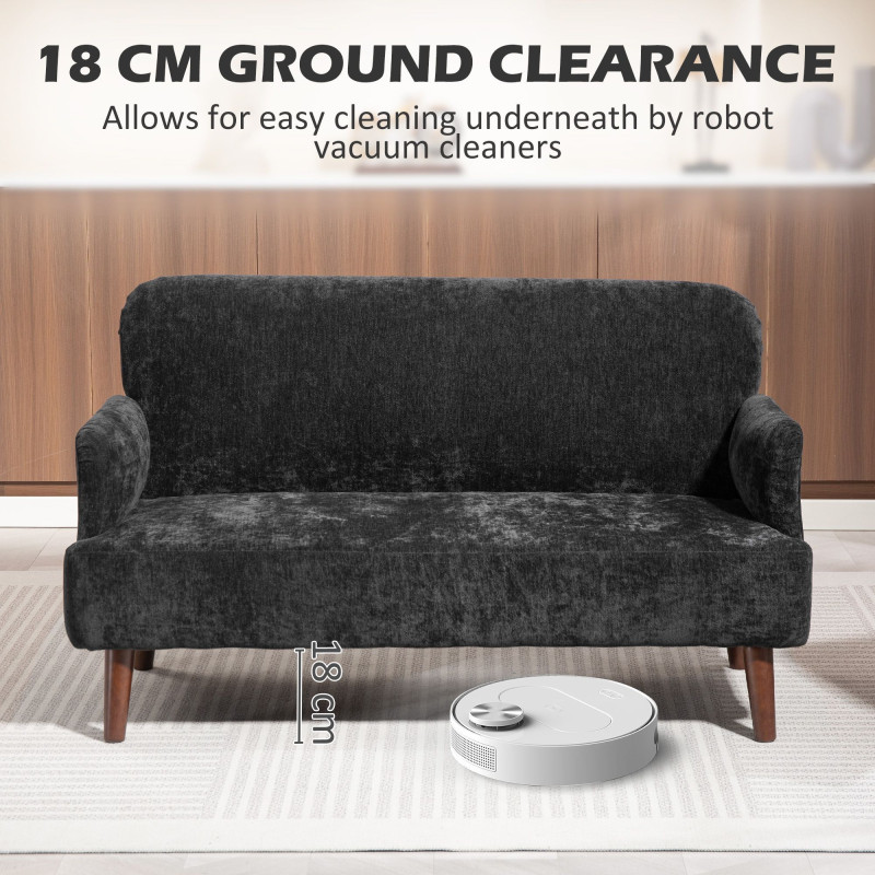 Velvet Feel Fabric 2 Seater Sofa, Small Sofa Loveseat with 8.3