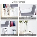6-Cubby Bookcase with Seat Cushion, Cube Storage Shelf with Reading Nook for Home Office, Study, Grey