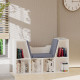 6-Cubby Bookcase with Seat Cushion, Cube Storage Shelf with Reading Nook for Home Office, Study, Grey