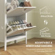 Narrow Shoe Cabinet with 2 Flip Drawers, Adjustable Shelves for Entryway, Holds 10-14 Pairs, White