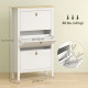 Narrow Shoe Cabinet with 3 Flip Drawers, Adjustable Shelves for Entryway, Holds 15-21 Pairs, White