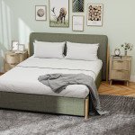 Night Stands Set of 2, Nightstands with Finger Pulls and Fluted Drawers, Bedside Tables with Round Edges, Oak