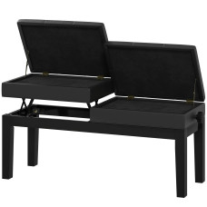 Piano Bench with Storage, Height Adjustable Piano Stool, PU Leather Tufted Keyboard Seat, Black