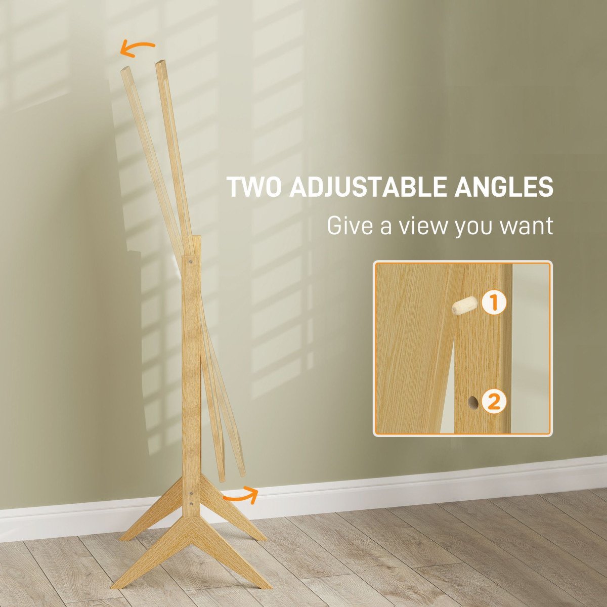 Adjustable Angle Dressing Full Length Mirror, Oak