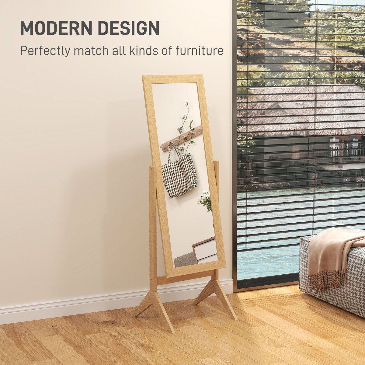 Adjustable Angle Dressing Full Length Mirror, Oak