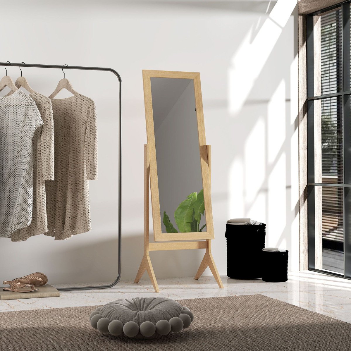 Adjustable Angle Dressing Full Length Mirror, Oak