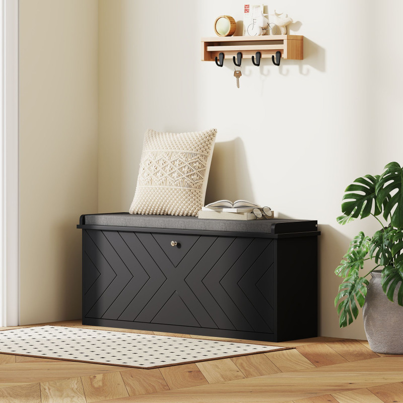 Shoe Storage with Seat, Upholstered Hallway Bench, Shoe Bench with Flip Drawer, Adjustable Shelf for 10 Pairs of Shoes