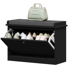 Shoe Storage with Seat, Upholstered Hallway Bench, Shoe Bench with Flip Drawer, Adjustable Shelf for 6 Pairs of Shoes