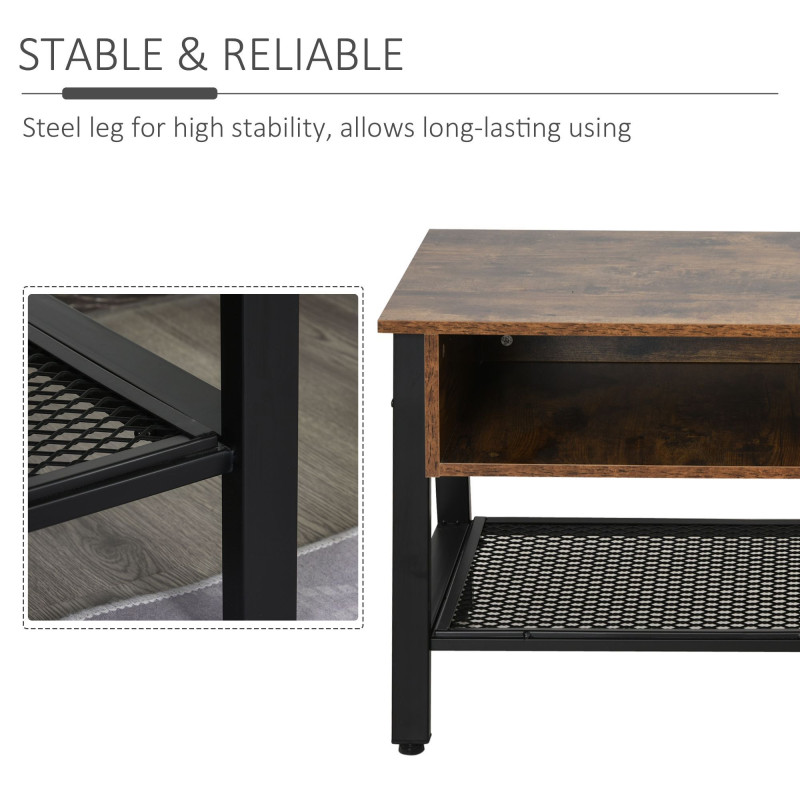 Industrial TV Stand, TV Console Table for TV up to 45'' Flat Screen, Entertainment Center for Living Room, Bedroom, Rustic Brown