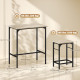 3-Piece Dining Table Set for 2, Bar Table and 2 Stools for Kitchen, Living Room, Dining Room, Small Space, Natural Wood