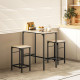 3-Piece Dining Table Set for 2, Bar Table and 2 Stools for Kitchen, Living Room, Dining Room, Small Space, Natural Wood
