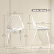 Modern Dining Chairs Set of 4, Plastic Kitchen Chairs with Hollow Backrest and Metal Legs for Living Dining Room, White