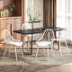 Modern Dining Chairs Set of 4, Plastic Kitchen Chairs with Hollow Backrest and Metal Legs for Living Dining Room, White