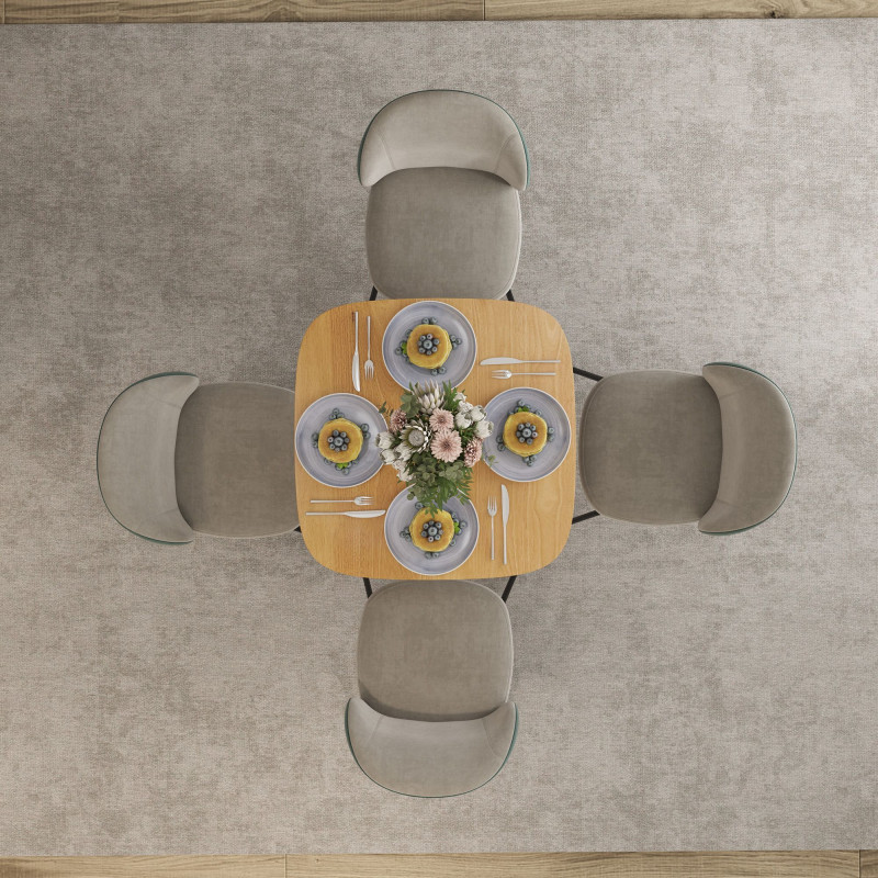 Dining Table for 4 People - Modern Kitchen Table with Wood-Effect Top, 27.6