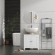 Bathroom Sink Vanity Unit, Under Sink Bathroom Cabinet with U-Shape Design and Adjustable Shelf, White