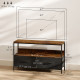 TV Stand with Charging Station, TV Table with 2 Foldable Linen Drawers and Open Shelf for 47 Inch TV, Rustic Brown