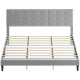 King Size Bed Frame with Upholstered Headboard, Modern Platform Bed Frame with Wood Slats, 1100 lbs Capacity, Grey