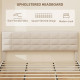 King Size Bed Frame with Upholstered Headboard, Modern Platform Bed Frame with Wood Slats, 1100 lbs Capacity, Cream White