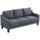 3 Seater Sofa, Modern Couch with Pocket Spring, Linen Upholstered, Thick Padded, Charcoal Grey