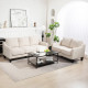 3 Seater Sofa, Modern Couch with Pocket Spring, Linen Upholstered, Thick Padded, Beige