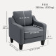 Armchair, Modern Accent Chair with Pocket Spring, Linen Upholstered, Thick Padded, Charcoal Grey